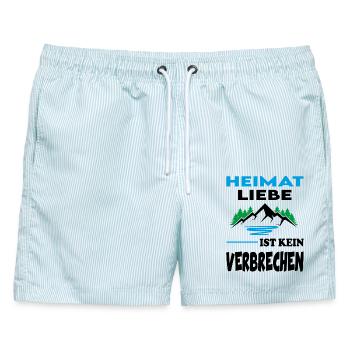 Heimatliebe ist kein Verbrechen Sprüche Berge - Männer Badeshorts - hellblau gestreift - Vorne - AI Model Male 178 light (178cm)