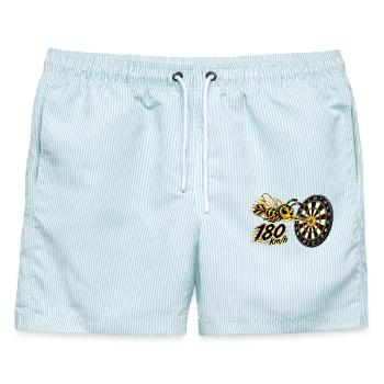 Wespe auf 180  - Männer Badeshorts - hellblau gestreift - Vorne - AI Model Male 178 light (178cm)