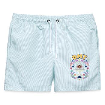 Trippy Festival-Hippie-Pilz-Batik - Männer Badeshorts - hellblau gestreift - Vorne - AI Model Male 178 light (178cm)