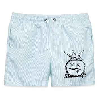 ​Das Opfer der Happy Hour - Männer Badeshorts - hellblau gestreift - Vorne - AI Model Male 178 light (178cm)