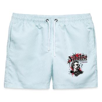 Nihilist by Nietzsche Philosoph Misantroph - Männer Badeshorts - hellblau gestreift - Vorne - AI Model Male 178 light (178cm)
