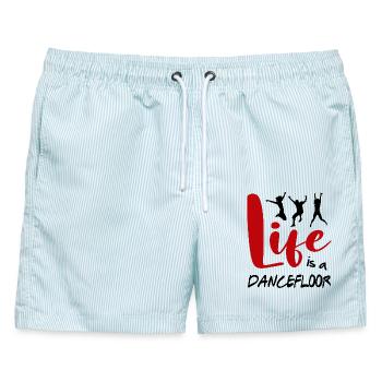 Life is a Dancefloor Music Dancer Party Spruch - Männer Badeshorts - hellblau gestreift - Vorne - AI Model Male 178 light (178cm)