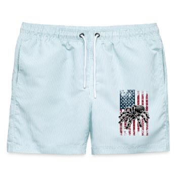 Chile Vogelspinne US - Männer Badeshorts - hellblau gestreift - Vorne - AI Model Male 178 light (178cm)