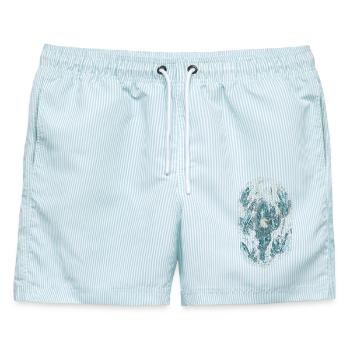 Höhlenforschung Spelunking Cave Explorer - Männer Badeshorts - hellblau gestreift - Vorne - AI Model Male 178 light (178cm)