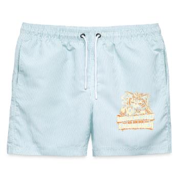 Morgenmuffel? Ich bin der Endgegner - Lustiger - Männer Badeshorts - hellblau gestreift - Vorne - AI Model Male 178 light (178cm)