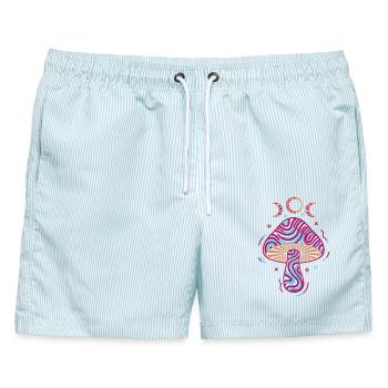 Trippy Festival Hippie-Pilz-Rave - Männer Badeshorts - hellblau gestreift - Vorne - AI Model Male 178 light (178cm)