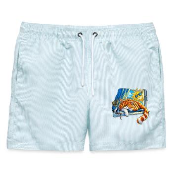 Dein Optimismus stört meine innere Ruhe - Männer Badeshorts - hellblau gestreift - Vorne - AI Model Male 178 light (178cm)