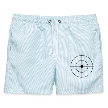 Zielscheibe dünn - Männer Badeshorts - hellblau gestreift - Vorne - AI Model Male 178 light (178cm)