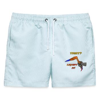 Verflüssige es fest - Männer Badeshorts - hellblau gestreift - Vorne - AI Model Male 178 light (178cm)