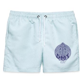 Trippy Festival-Hippie-Pilz-Batik - Männer Badeshorts - hellblau gestreift - Vorne - AI Model Male 178 light (178cm)