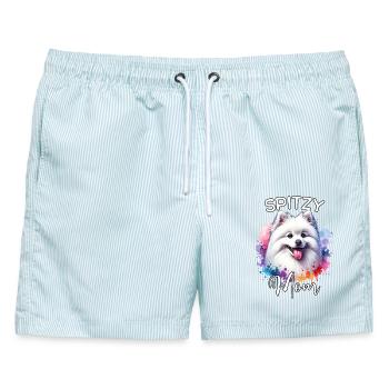 Spitz Mama - Männer Badeshorts - hellblau gestreift - Vorne - AI Model Male 178 light (178cm)