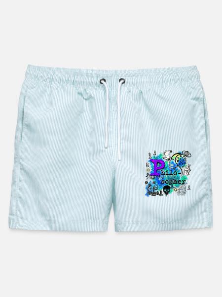 The Philosopher - Männer Badeshorts - hellblau gestreift