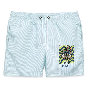 Trippy Festival Hippie Musik Trippy Pilzkrawatte - Männer Badeshorts - hellblau gestreift - Vorne - AI Model Male 178 light (178cm)