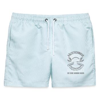 Kältetechniker Klimatechniker Handwerker Spruch - Männer Badeshorts - hellblau gestreift - Vorne - AI Model Male 178 light (178cm)
