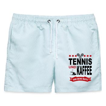 Tennis Tennisspieler Sport Waffe Kaffee Verein - Männer Badeshorts - hellblau gestreift - Vorne - AI Model Male 178 light (178cm)