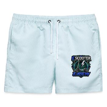 E Scooter Crew Elektroroller Junge Jungs - Männer Badeshorts - hellblau gestreift - Vorne - AI Model Male 178 light (178cm)
