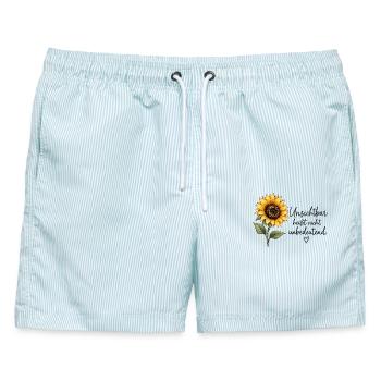 Unsichtbar heißt nicht unbedeutend – Sonnenblume - Männer Badeshorts - hellblau gestreift - Vorne - AI Model Male 178 light (178cm)