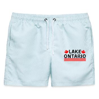 Ontariosee, Kanada - Männer Badeshorts - hellblau gestreift - Vorne - AI Model Male 178 light (178cm)