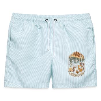 Bluegrass Musik - Männer Badeshorts - hellblau gestreift - Vorne - AI Model Male 178 light (178cm)