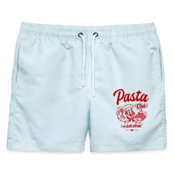 Pasta Club - Männer Badeshorts - hellblau gestreift - Vorne - AI Model Male 178 light (178cm)