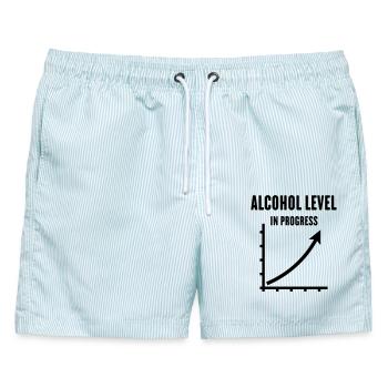 Alcohol Level In Progress (Drinking Team / Black) - Männer Badeshorts - hellblau gestreift - Vorne - AI Model Male 178 light (178cm)