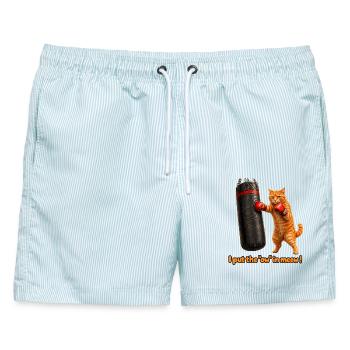 Das Aua in Meow - Männer Badeshorts - hellblau gestreift - Vorne - AI Model Male 178 light (178cm)