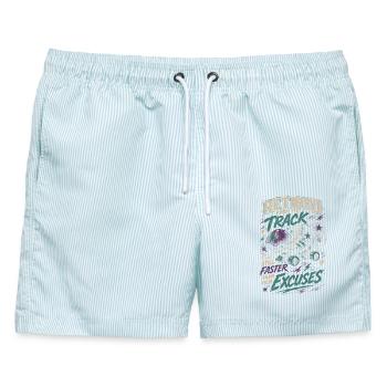 Roller Derby Retired From The Track - Männer Badeshorts - hellblau gestreift - Vorne - AI Model Male 178 light (178cm)