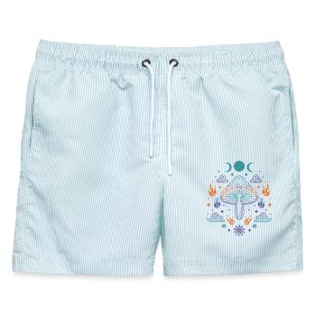 Trippy Festival Hippie Musik Trippy Pilzkrawatte - Männer Badeshorts - hellblau gestreift - Vorne - AI Model Male 178 light (178cm)