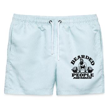 Bearded People Member - Männer Badeshorts - hellblau gestreift - Vorne - AI Model Male 178 light (178cm)