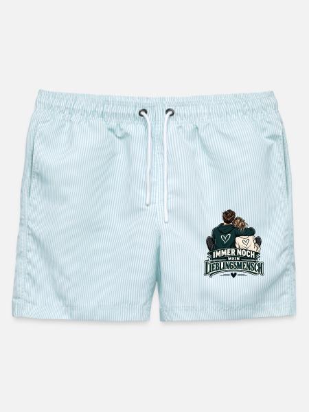 Valentinstag Geschenkidee Partner Hochzeitstag - Männer Badeshorts - hellblau gestreift