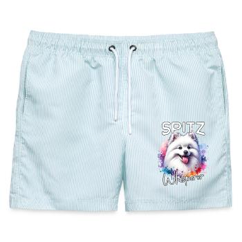 Spitz Flüsterer - Männer Badeshorts - hellblau gestreift - Vorne - AI Model Male 178 light (178cm)