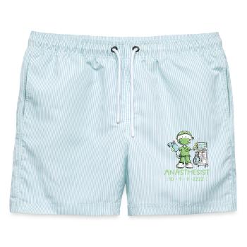 Anästhesist Arzt Narkosearzt Beruf Humor Medizin - Männer Badeshorts - hellblau gestreift - Vorne - AI Model Male 178 light (178cm)