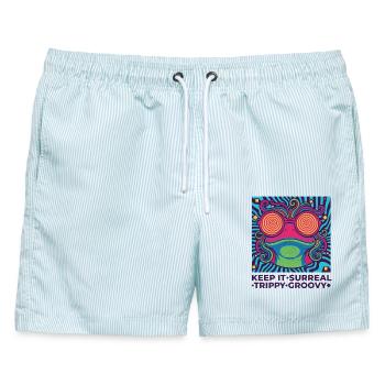 trippiges Festival Keep It Surreal Trippy Groovy - Männer Badeshorts - hellblau gestreift - Vorne - AI Model Male 178 light (178cm)