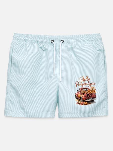 Hello Pumpkin Spice - Männer Badeshorts - hellblau gestreift