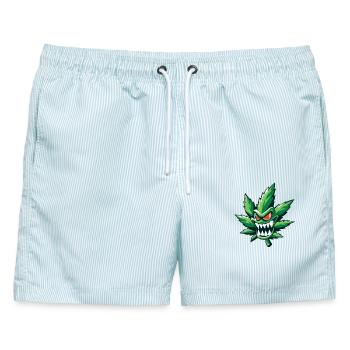 Angry hemp - Männer Badeshorts - hellblau gestreift - Vorne - AI Model Male 178 light (178cm)