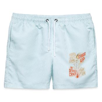 Höhlenforschung Devils Crack For Fun - Männer Badeshorts - hellblau gestreift - Vorne - AI Model Male 178 light (178cm)