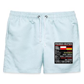 Polnisch Deutsch zwischen zwei Kulturen 198x - Männer Badeshorts - hellblau gestreift - Vorne - AI Model Male 178 light (178cm)