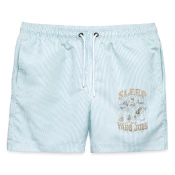 Zugschaffner Zugführer Sleep Is For Yard Jobs - Männer Badeshorts - hellblau gestreift - Vorne - AI Model Male 178 light (178cm)