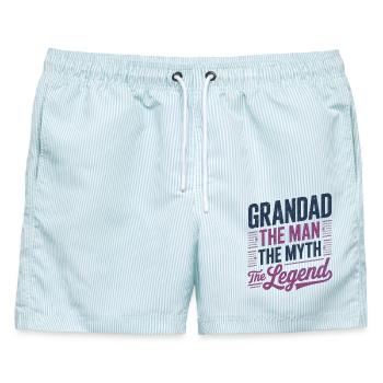 Opa der Mann, der Mythos, die Legende - Männer Badeshorts - hellblau gestreift - Vorne - AI Model Male 178 light (178cm)