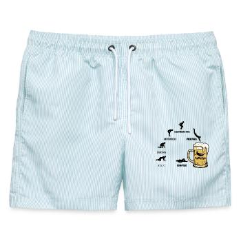Bier Woche | Evolution | Bierbad Wochenzyklus - Männer Badeshorts - hellblau gestreift - Vorne - AI Model Male 178 light (178cm)