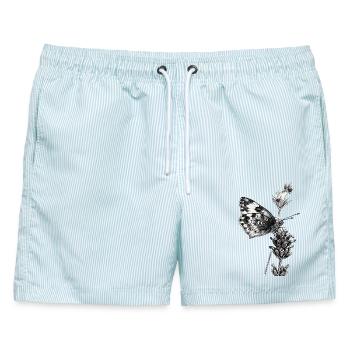 Mystische Mottenlavendel - Männer Badeshorts - hellblau gestreift - Vorne - AI Model Male 178 light (178cm)