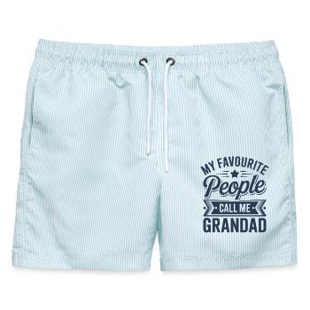 Meine Lieblingsleute nennen mich Opa - Männer Badeshorts - hellblau gestreift - Vorne - AI Model Male 178 light (178cm)