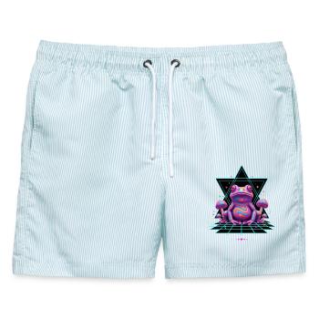 Trippy Festival Hippie-Pilz-Rave - Männer Badeshorts - hellblau gestreift - Vorne - AI Model Male 178 light (178cm)