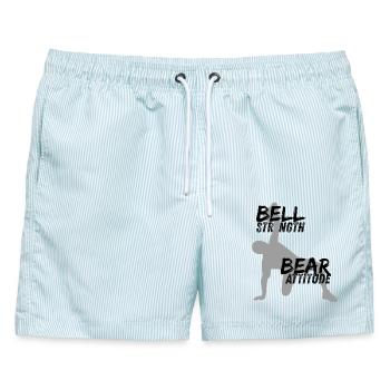 Bell Strength BEAR Attitude - Männer Badeshorts - hellblau gestreift - Vorne - AI Model Male 178 light (178cm)
