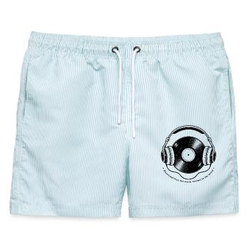 Trennung von The World Vinyl Headphones - Männer Badeshorts - hellblau gestreift - Vorne - AI Model Male 178 light (178cm)