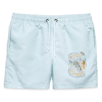 Zugschaffner Zugführer The Dispatcher Has Opinions - Männer Badeshorts - hellblau gestreift - Vorne - AI Model Male 178 light (178cm)