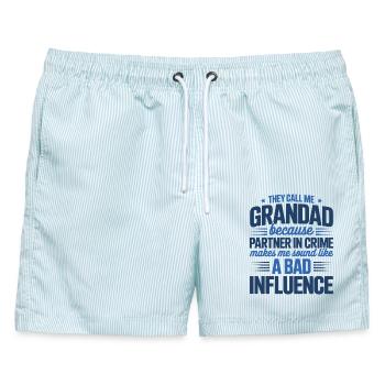 Sie nennen mich Opa Schlechter Einfluss - Männer Badeshorts - hellblau gestreift - Vorne - AI Model Male 178 light (178cm)