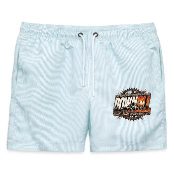 Downhill Fahrrad Leidenschaft Hobby Fahrrad fahren - Männer Badeshorts - hellblau gestreift - Vorne - AI Model Male 178 light (178cm)