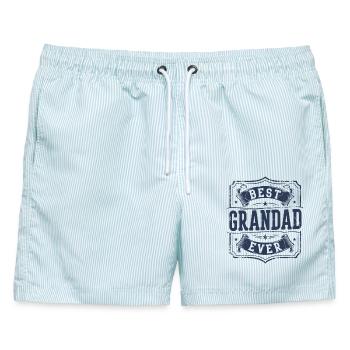 Beste Vatertagsgeschenkidee aller Zeiten - Männer Badeshorts - hellblau gestreift - Vorne - AI Model Male 178 light (178cm)