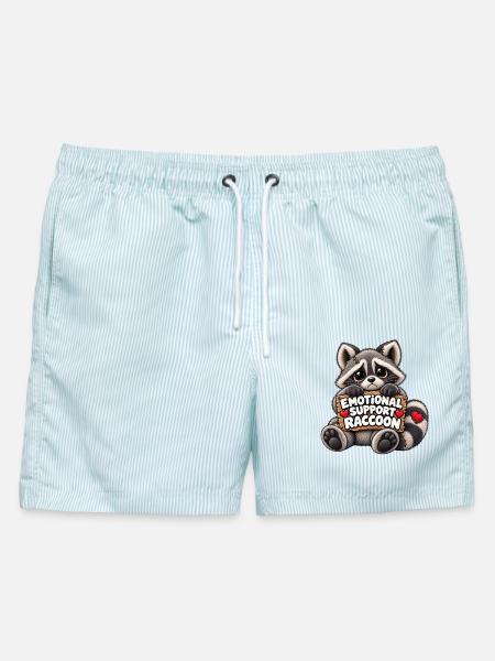 Emotionaler Waschbär Begleiter - Männer Badeshorts - hellblau gestreift